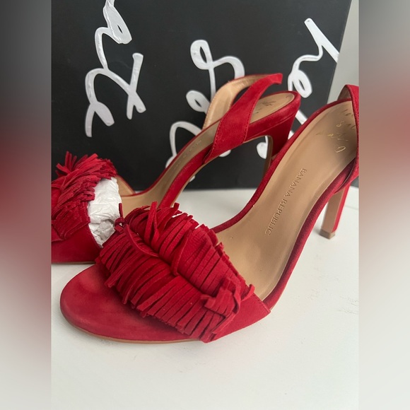 Banana Republic Shoes - Like new Banana Republic Red Suede Fringe Slingback Heels size9.5